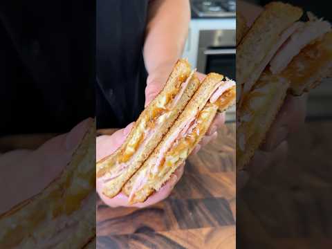 Ham, Caramelised Onion & Honey Mustard Mayo Toastie 🤤 #cooking #asmr #sandwiches