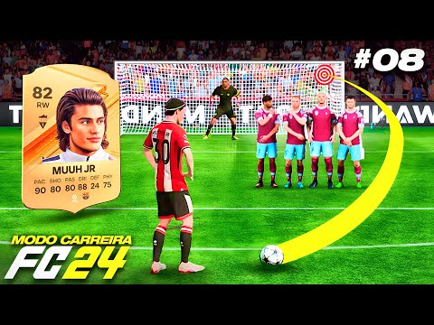 MEU PRIMEIRO GOL DE FALTA !!! - MODO CARREIRA JOGADOR FC 24 - Parte 8
