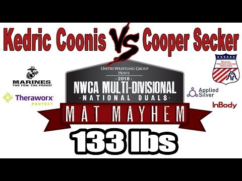 Kedric Coonis vs Cooper Secker 133 lbs | NJCAA | 2018 NWCA Multi Divisional National Duals