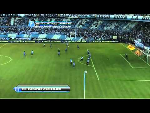 Gol de Zuculini. Racing 1 - Godoy Cruz 0. Fecha 19. Torneo Inicial 2013. Fútbol Para Todos