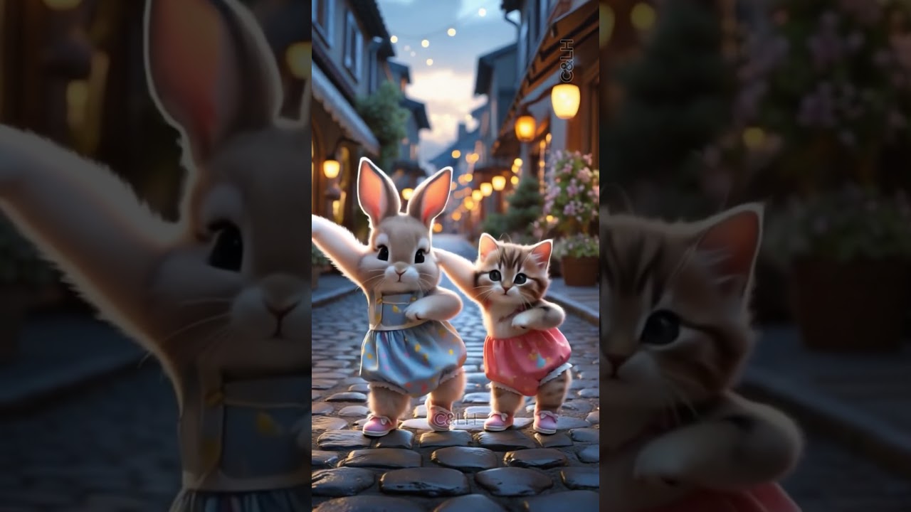 Bunny & Cat Dance 🐰🐱💃 | Cutest Duo on the Internet! EP-02 #bunny #cat  #BunnyDance #CatDance #funny