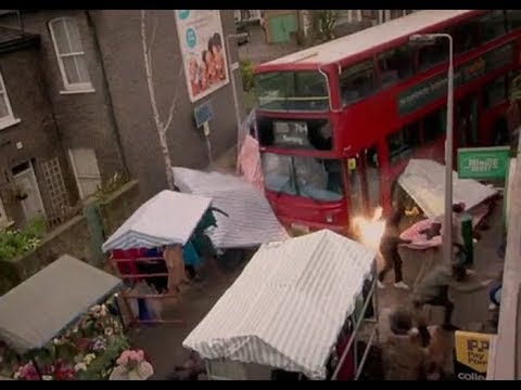 EastEnders - An Out Of Control Bus Crashes Through The Market (23rd January 2017)
