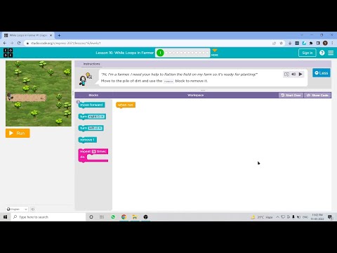 L16-1 |Code.org | Express-2021 | Lesson 16: While Loops in Farmer | level 1