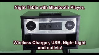 Webetop Bedside Table with Night Light, Wireless Charger, USB, 120V Outlets, Bluetooth Player REVIEW