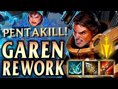 GAREN REWORK FULL CRIT 1v9 CARRY FUNNEL COMP PENTA! - League of Legends S9