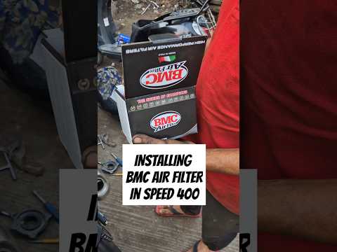 Installing BMC air filter for speed 400 #triumphspeed #youtubeshorts #bmc #triumphmotorcycle