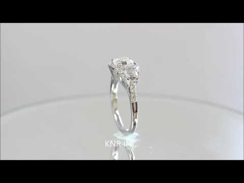 18k white gold asscher cut diamond engagement ring Halo 2.50ctw H-VS2 EGL USA - KNR INC - 1028