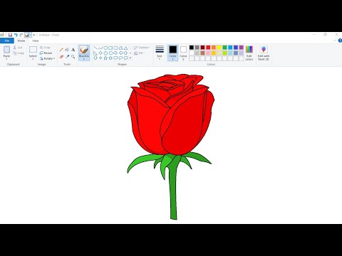 How to draw Rose Flower on computer using Ms Paint | Flower Drawing | Ms Paint.