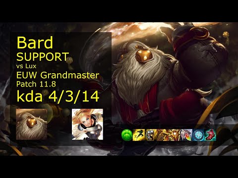 Bard Support vs Lux - EUW Grandmaster 4/3/14 Patch 11.8 Gameplay