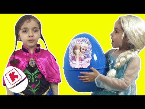 Frozen Elsa And Anna GIANT Surprise Egg  - Princesses In Real Life | WildBrain Kiddyzuzaa