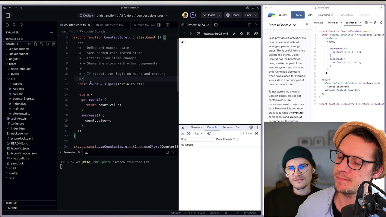 CodeSandbox Engineering: Shared Composable State Stores Across Frameworks