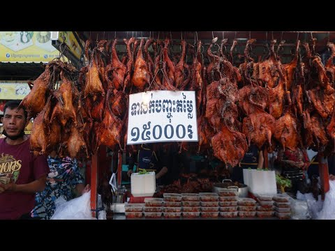 The Popular Grill Ducks on The Street @Chhouk Meas Market - Rooster & Chicken Grill Ducks on Street