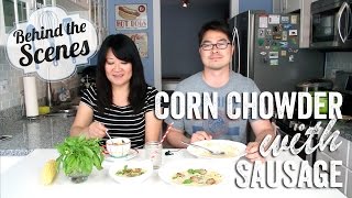 Corn Chowder with Sausage - Behind the Scenes (7/9/14) | Chef Julie Yoon