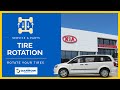 Tire rotation is performed at Russ Darrow Kia Of Madison to eliminate uneven wear on the tread of tires.