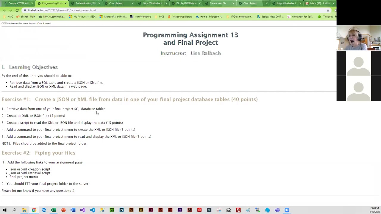 PHP JSON and XML lab assignment
