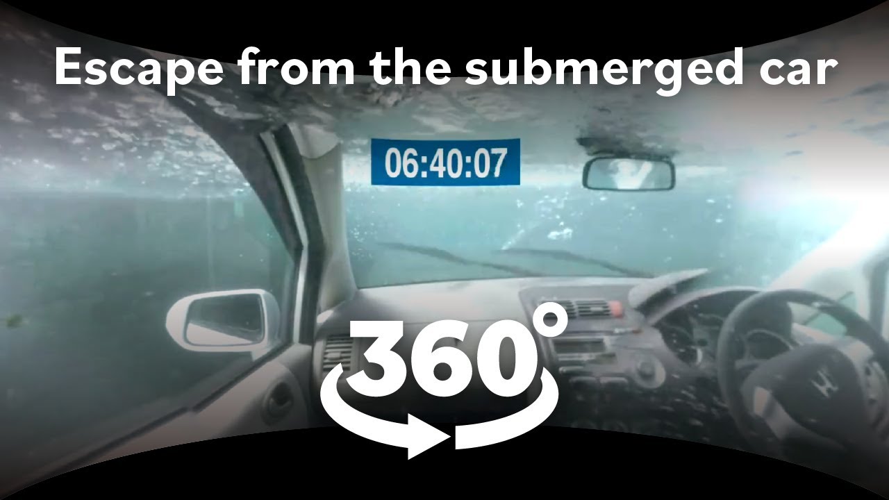 360-degree video! Escaping the submerged car [Virtual trial]
