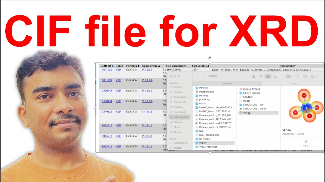 Download CIF file from COD and generate XRD data using VESTA