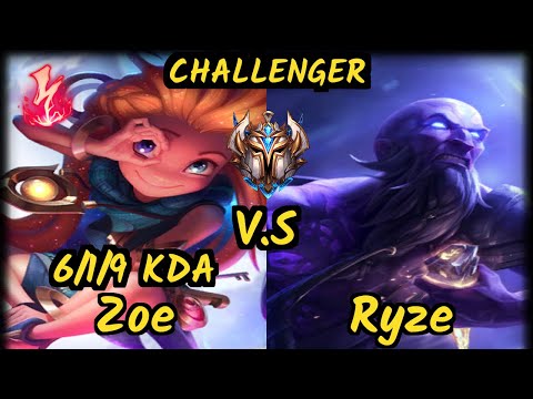 S04 Abbedagge (ZOE) vs RYZE - 6/1/9 KDA MID CHALLENGER GAMEPLAY - EUW