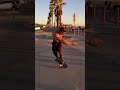 Bodybuilder skateboarding kick flips