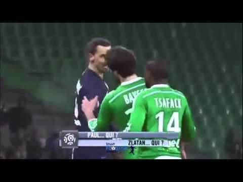 Zlatan Ibrahimovic asks defender Sorry, who are you   Saint Etienne vs  PSG HD