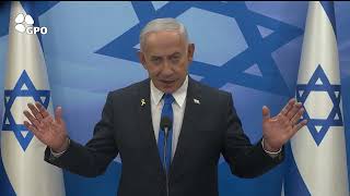 הצהרת ראש הממשלה בנימין נתניהו (עדכוני משרד ראש הממשלה) - התמונה מוצגת ישירות מתוך אתר האינטרנט יוטיוב. זכויות היוצרים בתמונה שייכות ליוצרה. קישור קרדיט למקור התוכן נמצא בתוך דף הסרטון