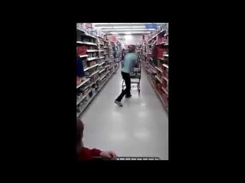 A woman on the Meth shops in a supermarket