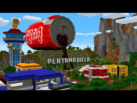 APARECE una COCA COLA GIGANTE en la CIUDAD de PLATANOVILLA en MINECRAFT 😱