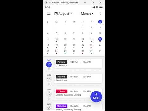 Meeting Scheduler Design in Adobe XD