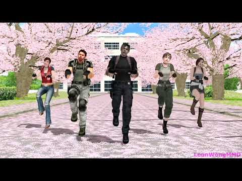 [MMD] what does the fox say, Leon Kennedy Chris Redfield Jill Valentine Claire Rebecca Resident Evil