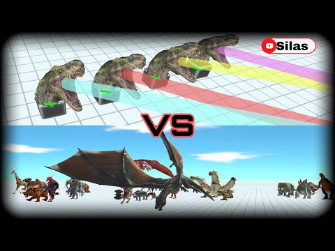 4 PLASMA BEAM T-REX HEADS🦖 vs RANDOM COMMANDS (part:1) - Animal Revolt Battle Simulator 📱