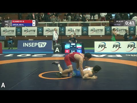 1/4 GR - 66 kg: A. ARSALAN (IRI) df. N. KUANDYK (KAZ), 7-0