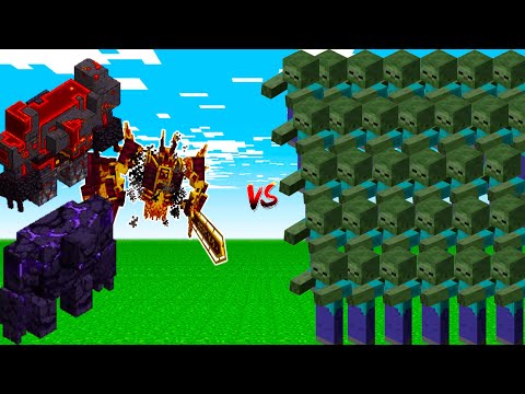 CATACLYSM BOSSES  vs x 100 ZOMBIES IN  Minecraft Mob battle!!!