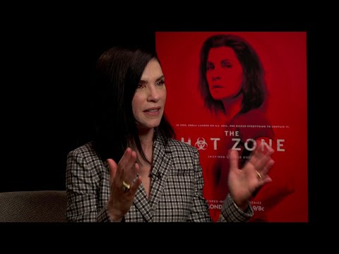 Actress Julianna Margulies shares just how stressful wearing a sealed, full-body biosafety suit was while filming “The Hot Zone.” (May 13)
