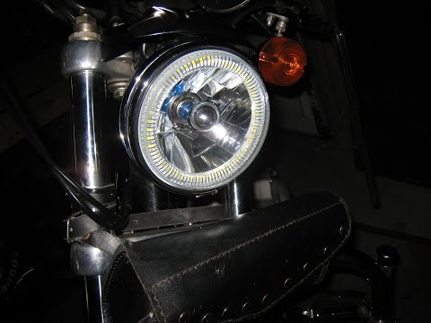 Install Octane Lighting 5 3 4 White Halo Halogen H4 Bulb Headlight Angel Eye LED Harley
