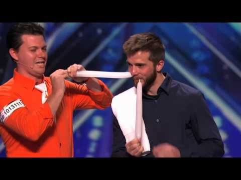 America's Got Talent 2015 - Mr.Fudge Man Makes Balloon Animal in Assistant's Nose