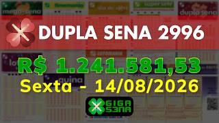 Resultado da Dupla Sena 2996, Sexta-feira, 14/08/2026