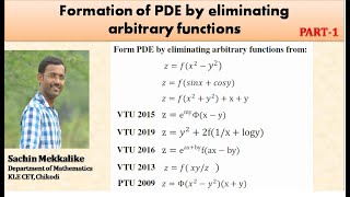 Formation of PDE by eliminating arbitrary functions | VTU Qp Problems | Part 1