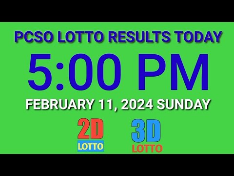 5pm Lotto Result Today February 11, 2024 Sunday ez2 swertres 2d 3d pcso
