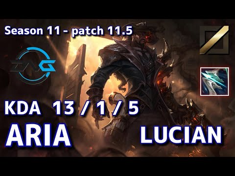 【韓国サーバー/GM】DFM Aria ルシアン(Lucian) VS アーリ(Ahri) MID - Patch11.5 KR Ranked【LoL】