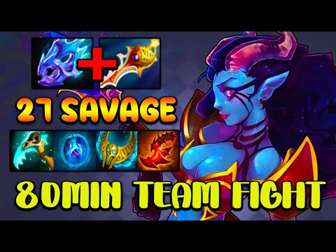 27 SAVAGE CARRY [ Queen of Pain ] INTENSE 80MIN TEAM FIGHT - DOTA 2 GAMEPLAY