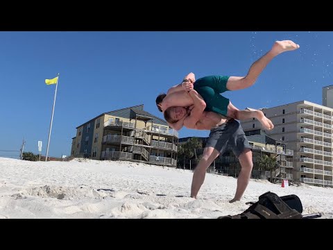 BEACH COPS CALLED! Slams and takedowns ONLY  wrestling #shorts