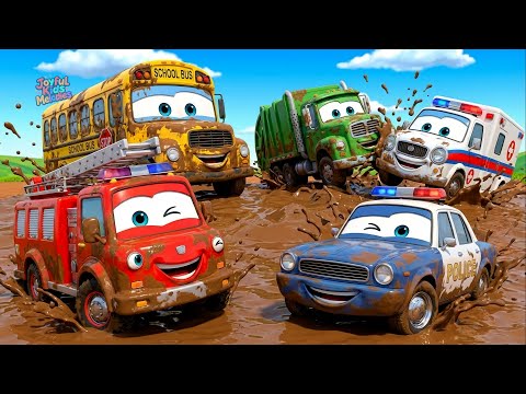 Car Wash Song with Street Vehicles | Learn Colors & Muddy Trucks | Fun Nursery Rhymes for Kids