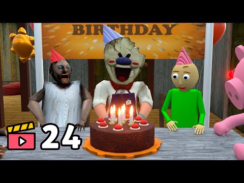 Granny vs Ice Scream vs Baldi vs happy Birthday - funny horror school animation (Compilation #24)