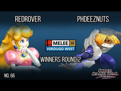 Melee @ Verdugo #66 - redrover (Peach) VS PhDeeznuts (Sheik) - SSBM - Winners Round 2