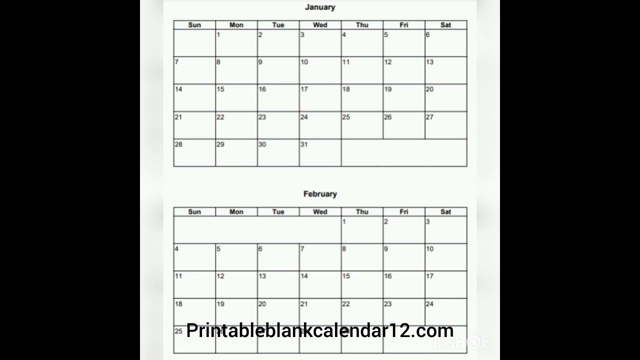 Printable blank calendars