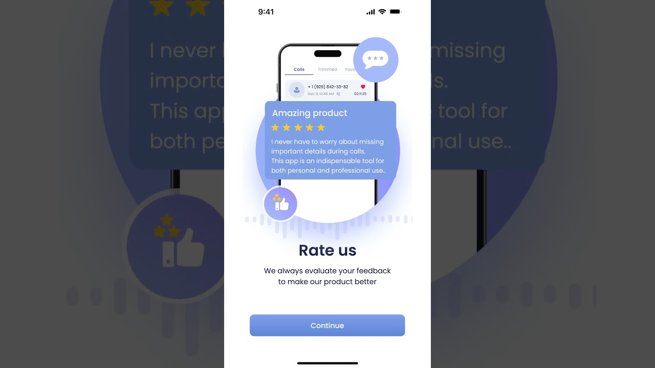 Animated onboarding for APP Call Recorder