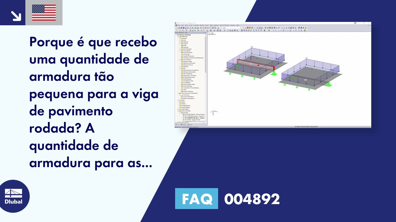 [EN] FAQ 004892 | Porque é que recebo uma quantidade de armadura tão pequena para a viga de pavimento rodada? A quantidade ...