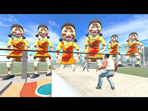 Franklin Saving His House From Zombie Squid Game Doll In Indian Bike Driving 3D