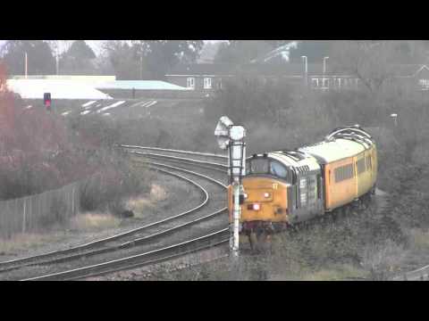 37688 & 37606 pass Horton Rd Jn with 1Q51 Derby to Landore. 14/12/2015