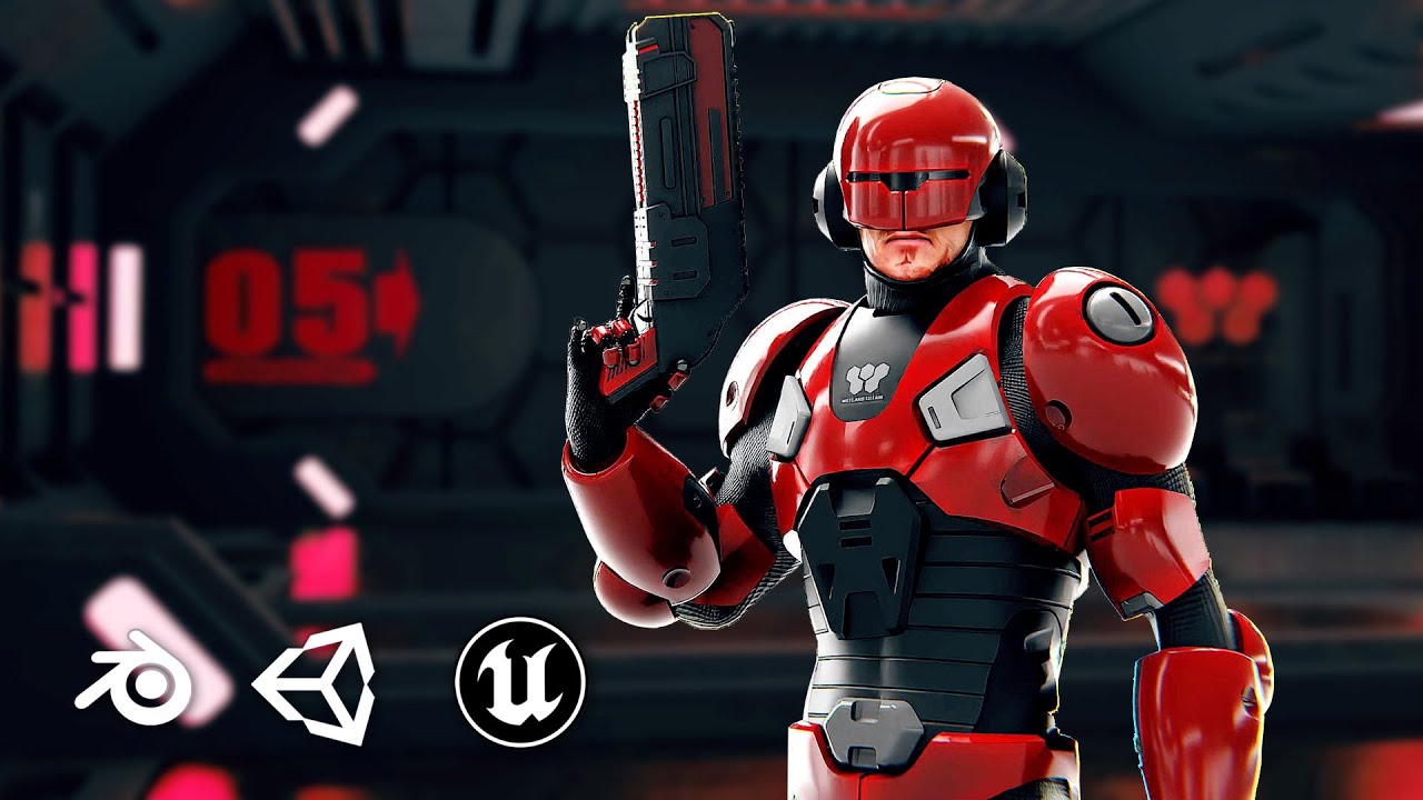 Cyber Soldier R-600 Auto-Rig Pro Rigged For Mixamo Unreal Engine Unity 3D Model